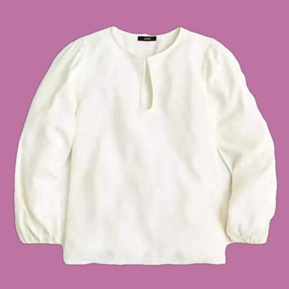 J. Crew Cream Keyhole Blouse